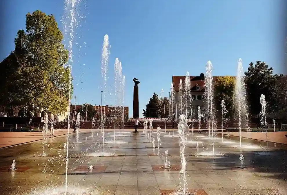 Wasserspiele auf dem Marktplatz in Freudenstadt im Schwarzwald